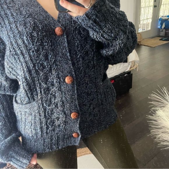 Vintage Iron Wood Trading Company Grandpa Button Down Sweater Cardigan Blue - Picture 2 of 7